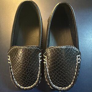 LONSOEN Black Toddler Boys Girls Soft Slip On Loafers Dress Flat Shoes S 24